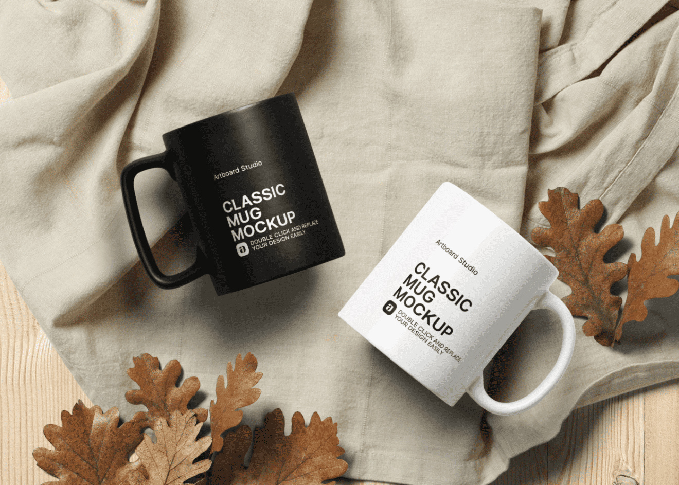 The editor allows you to upload photos, pictures, add text in different colors, move, rotate and scale . Classic Mug Mockup Template